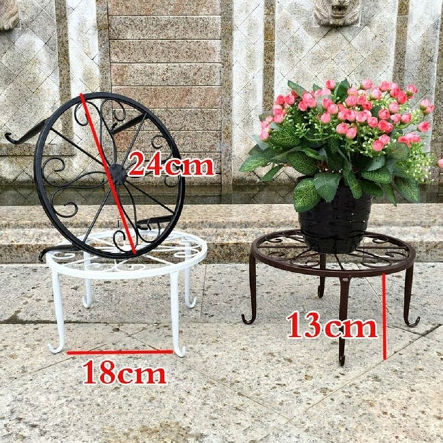 9" Rust Resistant Wrought Iron Metal Plant Pot Stand White - Petal & Stem