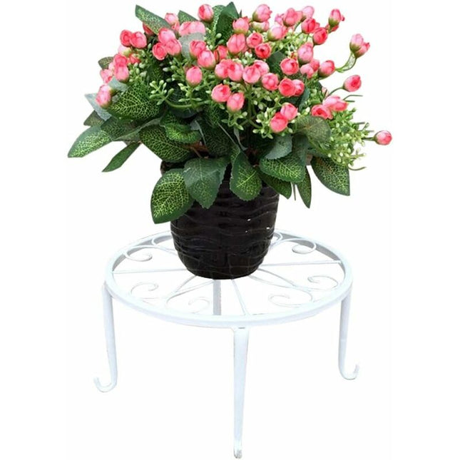 9" Rust Resistant Wrought Iron Metal Plant Pot Stand White - Petal & Stem