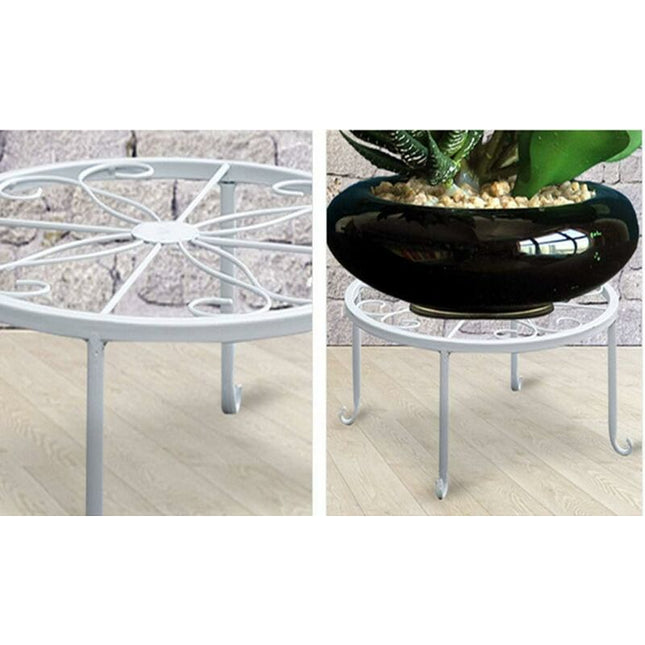 9" Rust Resistant Wrought Iron Metal Plant Pot Stand White - Petal & Stem