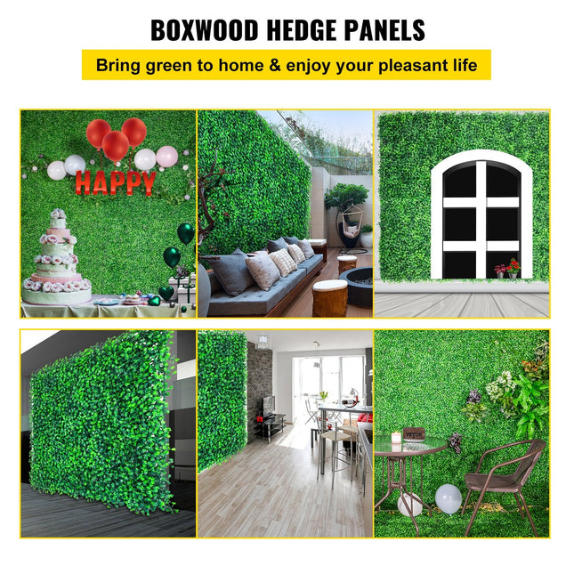 Artificial Boxwood Panels, 12 PCS 20"x20" Boxwood Hedge Wall Panels, PE Artificial Grass Backdrop Wall - Petal & Stem