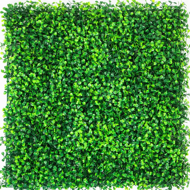 Artificial Boxwood Panels, 12 PCS 20"x20" Boxwood Hedge Wall Panels, PE Artificial Grass Backdrop Wall - Petal & Stem