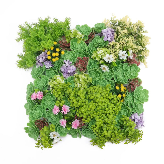 Artificial Dense Succulent Green Wall / Vertical Garden Panel 50cm x 50cm UV Resistant - Petal & Stem