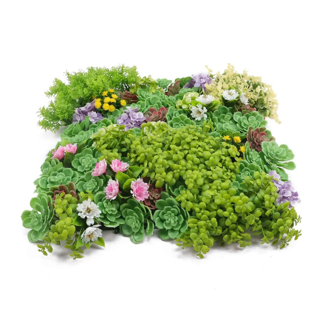 Artificial Dense Succulent Green Wall / Vertical Garden Panel 50cm x 50cm UV Resistant - Petal & Stem
