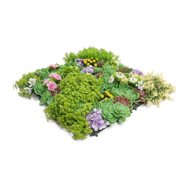 Artificial Dense Succulent Green Wall / Vertical Garden Panel 50cm x 50cm UV Resistant - Petal & Stem