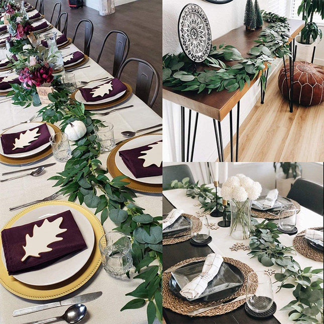 Artificial Eucalyptus Garland 2m Green Vine Fake Plant Home Decoration Rattan - Petal & Stem