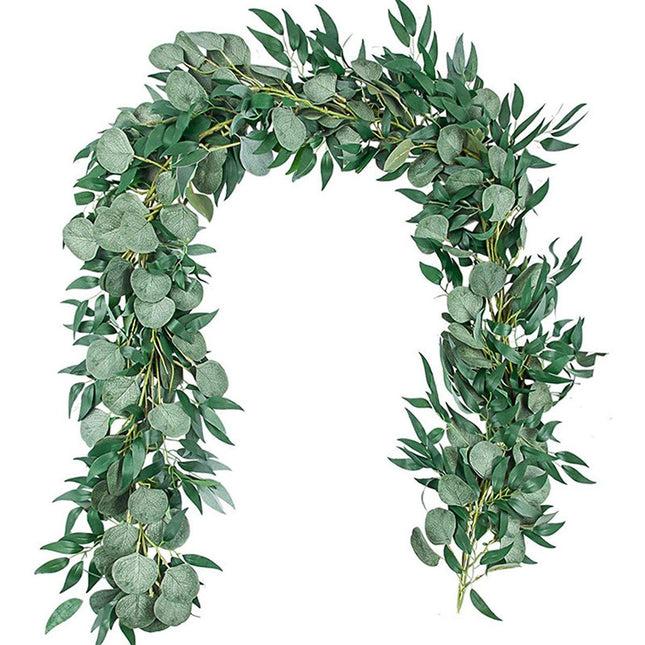 Artificial Eucalyptus Garland 2m Green Vine Fake Plant Home Decoration Rattan - Petal & Stem