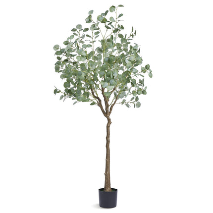 Artificial Eucalyptus Tree, 15.2cm Tall Faux Plant, Secure PE Material & Anti Tip Tilt Protection - Petal & Stem