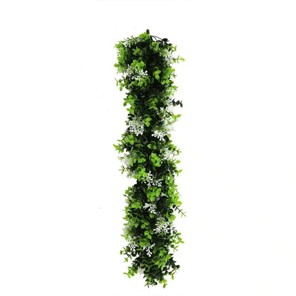 Artificial Extendable Hanging Flowering White Eucalyptus Vine UV Resistant 55cm - Petal & Stem
