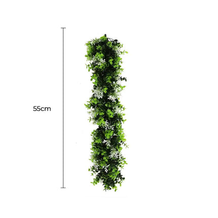 Artificial Extendable Hanging Flowering White Eucalyptus Vine UV Resistant 55cm - Petal & Stem