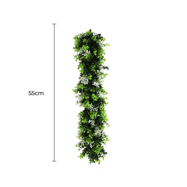 Artificial Extendable Hanging Flowering White Eucalyptus Vine UV Resistant 55cm - Petal & Stem