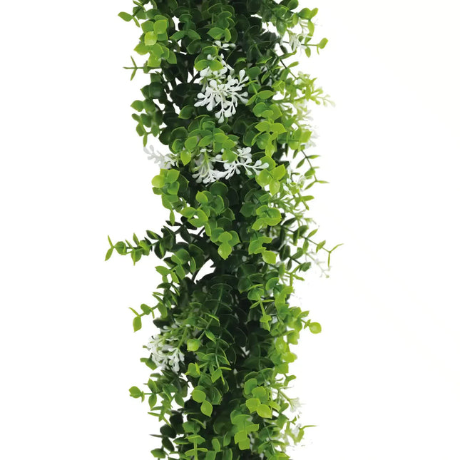 Artificial Extendable Hanging Flowering White Eucalyptus Vine UV Resistant 55cm - Petal & Stem