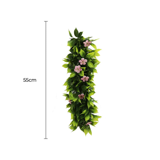 Artificial Extendable Hanging Pink Flowering Violet Garland UV Resistant 55cm - Petal & Stem