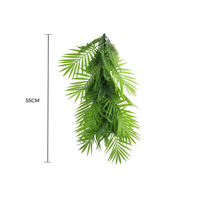 Artificial Extendable Hanging Tropical Palm and Fern Vine 55cm UV Resistant - Petal & Stem