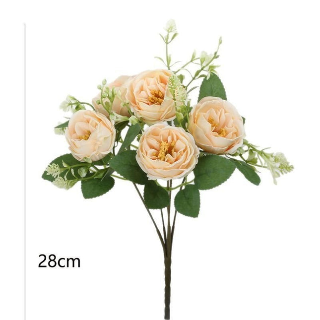 Artificial flower 5 stems of Champagne Peony - Petal & Stem