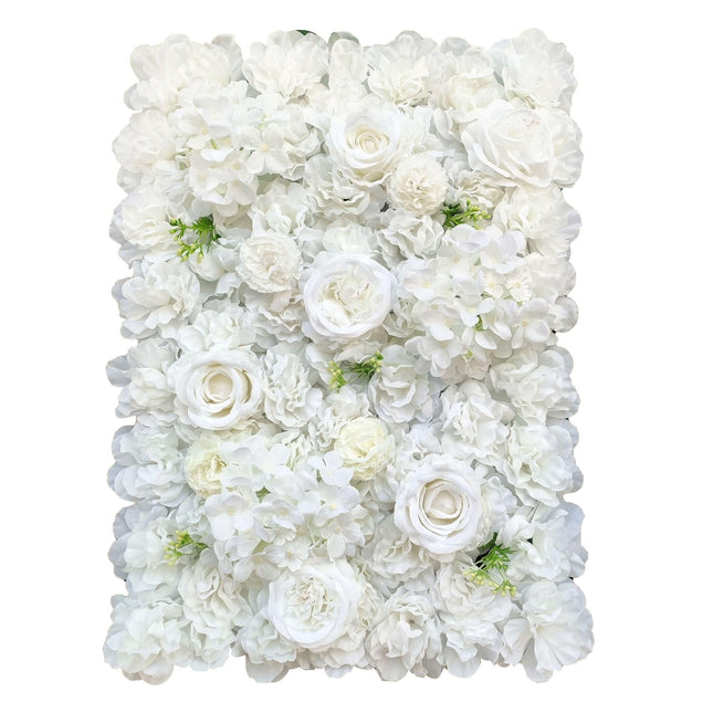 Artificial Flower Wall Backdrop Panel 40cm X 60cm Mixed Whites - Petal & Stem