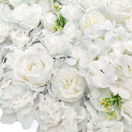 Artificial Flower Wall Backdrop Panel 40cm X 60cm Mixed Whites - Petal & Stem
