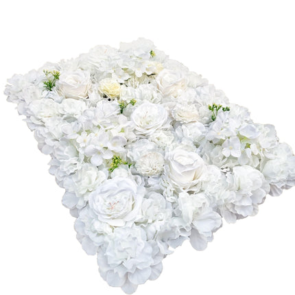 Artificial Flower Wall Backdrop Panel 40cm X 60cm Mixed Whites - Petal & Stem
