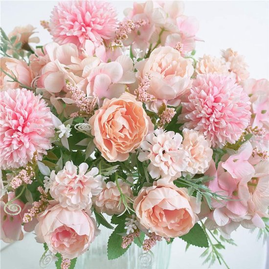 Artificial Flowers Plastic Flower Arrangements Valentine's Day Decorations Sustainable Home Decor for Weddings, Living Rooms and Dining Tables (Pink) - Petal & Stem