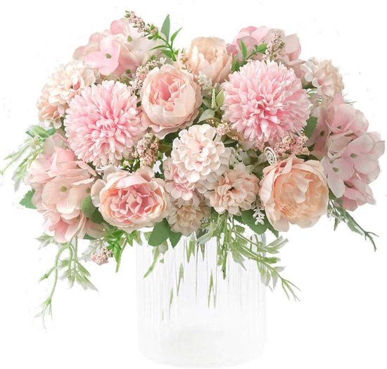 Artificial Flowers Plastic Flower Arrangements Valentine's Day Decorations Sustainable Home Decor for Weddings, Living Rooms and Dining Tables (Pink) - Petal & Stem
