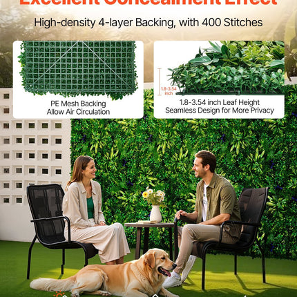 Artificial Grass Wall Panels, 12 PCS 20 x 20 inch, 3D Combination Greenery Boxwood Panel - Petal & Stem
