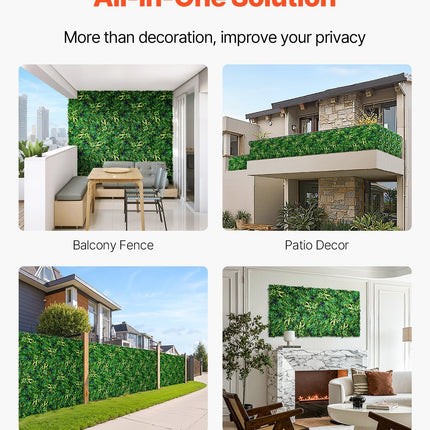Artificial Grass Wall Panels, 12 PCS 20 x 20 inch, 3D Combination Greenery Boxwood Panel - Petal & Stem