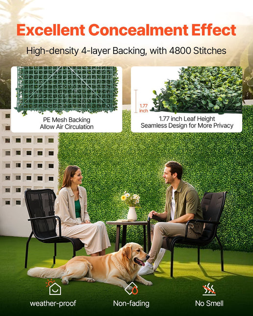 Artificial Grass Wall Panels, 40 x 120 inch, Milan Grass Greenery Boxwood Panel for Indoor Outdoor Green Decor & Ivy Fence Covering, Privacy Backdrop Wall Hedge Screen for Garden - Petal & Stem
