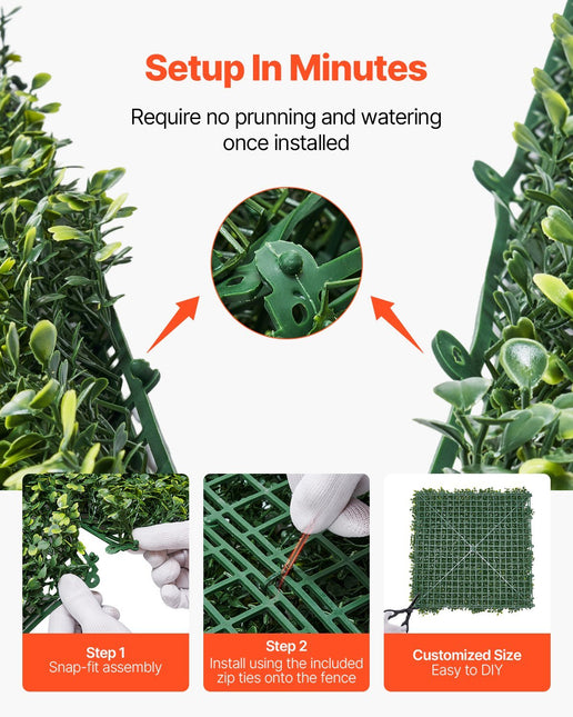 Artificial Grass Wall Panels, 40 x 120 inch, Milan Grass Greenery Boxwood Panel for Indoor Outdoor Green Decor & Ivy Fence Covering, Privacy Backdrop Wall Hedge Screen for Garden - Petal & Stem