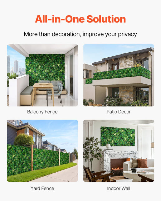 Artificial Grass Wall Panels, 8 PCS 20 x 20 inch, 3D Combination Greenery Boxwood Panel for Indoor Outdoor Green Decor & Ivy Fence Covering, Privacy Backdrop Wall Hedge Screen for Garden - Petal & Stem