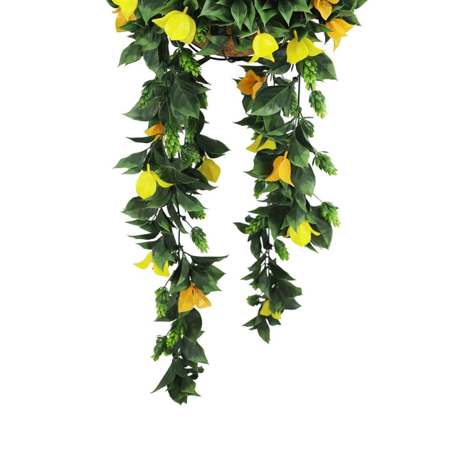 Artificial Hanging Basket Orange and Yellow Bouganvillea 30cm x 80cm Long UV Resistant - Petal & Stem
