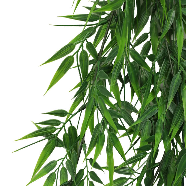 Artificial Hanging Dark Green Hanging Bamboo Leaf Garland Bush UV Resistant and Fire Rated 17cm x 76cm - Petal & Stem