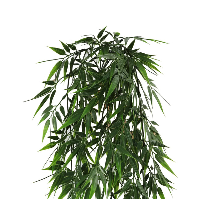 Artificial Hanging Dark Green Hanging Bamboo Leaf Garland Bush UV Resistant and Fire Rated 17cm x 76cm - Petal & Stem