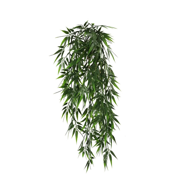 Artificial Hanging Dark Green Hanging Bamboo Leaf Garland Bush UV Resistant and Fire Rated 17cm x 76cm - Petal & Stem