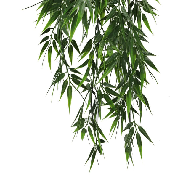 Artificial Hanging Dark Green Hanging Bamboo Leaf Garland Bush UV Resistant and Fire Rated 17cm x 76cm - Petal & Stem