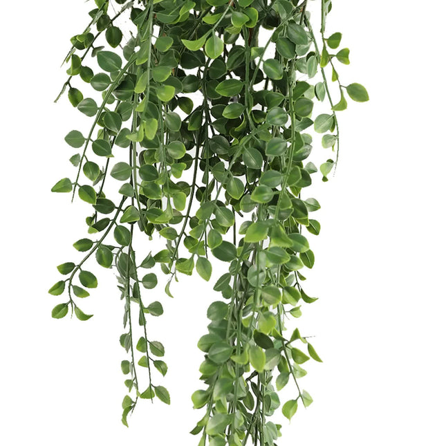 Artificial Hanging Dark Green Hanging Pearls Garland Bush UV Resistant and Fire Rated 20cm x 79cm - Petal & Stem