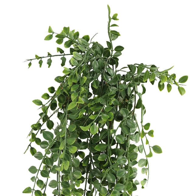 Artificial Hanging Dark Green Hanging Pearls Garland Bush UV Resistant and Fire Rated 20cm x 79cm - Petal & Stem