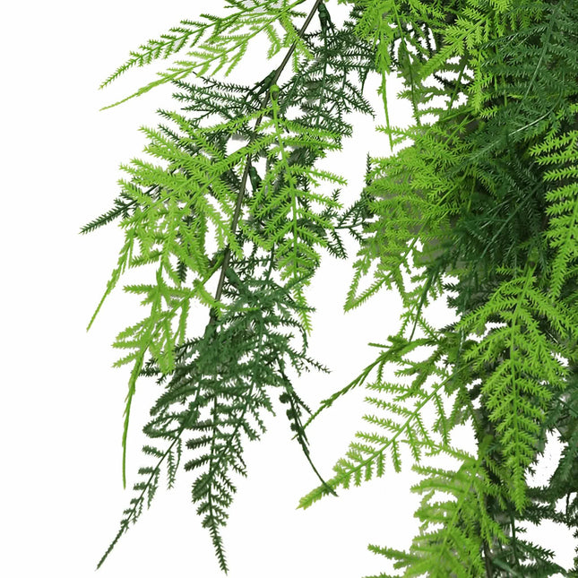 Artificial Hanging Lace Fern Vivid Green Garland Bush UV Resistant and Fire Rated 15cm x 76cm - Petal & Stem