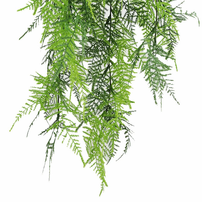 Artificial Hanging Lace Fern Vivid Green Garland Bush UV Resistant and Fire Rated 15cm x 76cm - Petal & Stem
