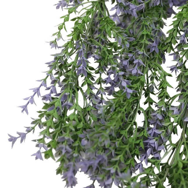 Artificial Hanging Purple and Green Willow Leaf Garland Bush UV Resistant and Fire Rated 20cm x 76cm - Petal & Stem