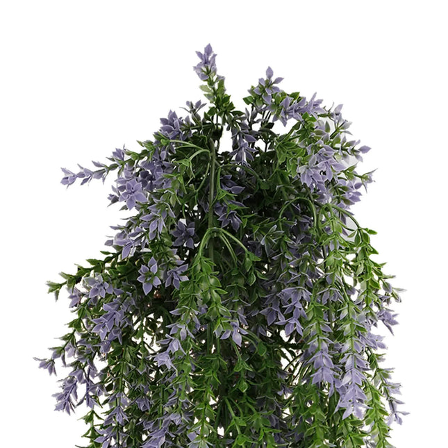 Artificial Hanging Purple and Green Willow Leaf Garland Bush UV Resistant and Fire Rated 20cm x 76cm - Petal & Stem
