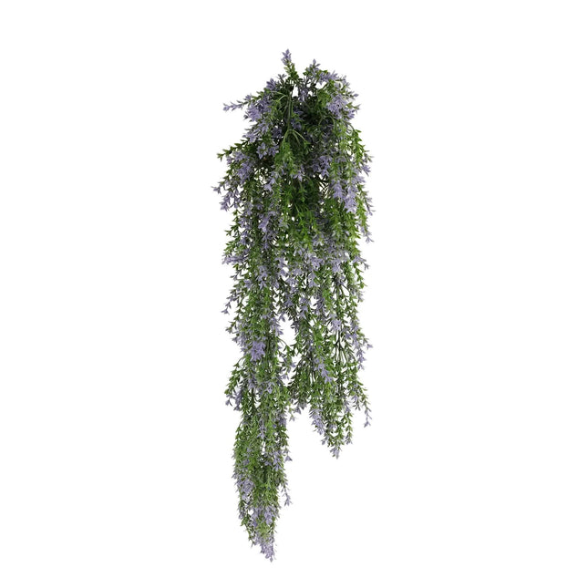 Artificial Hanging Purple and Green Willow Leaf Garland Bush UV Resistant and Fire Rated 20cm x 76cm - Petal & Stem