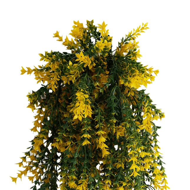 Artificial Hanging Yellow and Green Willow Leaf Garland Bush UV Resistant and Fire Rated 20cm x 76cm - Petal & Stem