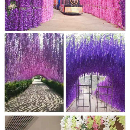 Artificial Lilac Wisteria Yellow 110CM 12 StemPack - Petal & Stem
