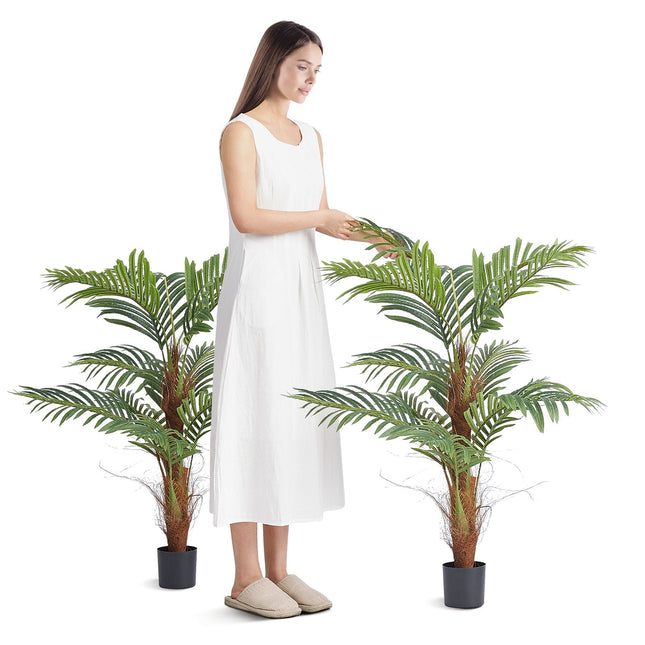 Artificial Palm Tree, 1219mm Tall Faux Plant, Secure PE Material & Anti Tip Tilt Protection Low Maintenance Plant - Petal & Stem