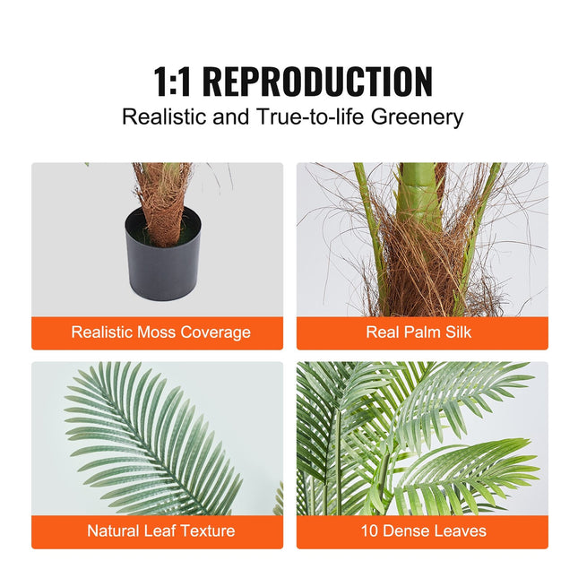 Artificial Palm Tree, 1219mm Tall Faux Plant, Secure PE Material & Anti Tip Tilt Protection Low Maintenance Plant - Petal & Stem