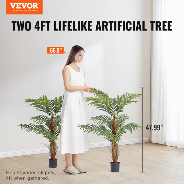 Artificial Palm Tree, 1219mm Tall Faux Plant, Secure PE Material & Anti Tip Tilt Protection Low Maintenance Plant - Petal & Stem