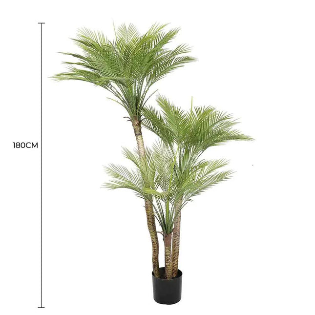 Artificial Parlour Palm Tree 180cm Multi Trunk UV Resistant - Petal & Stem