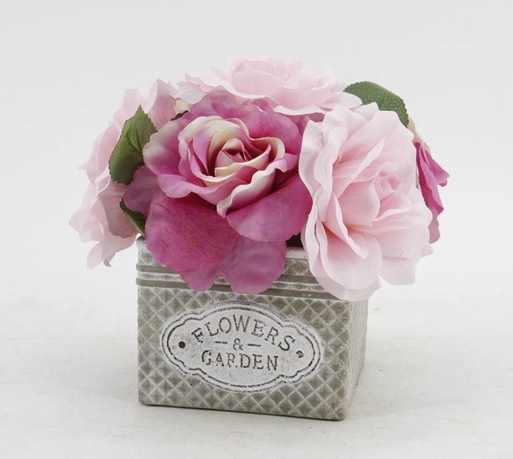 Artificial Peony Rose in Ceramic Pot 20cm - Petal & Stem
