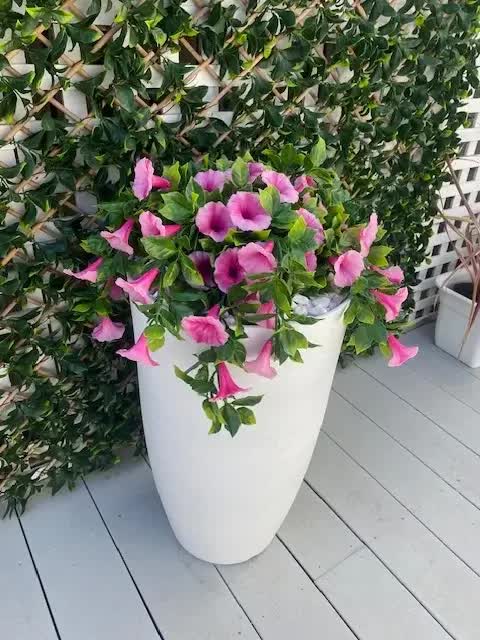 Artificial Petunia Hanging Basket UV Resistant 28cm - Petal & Stem