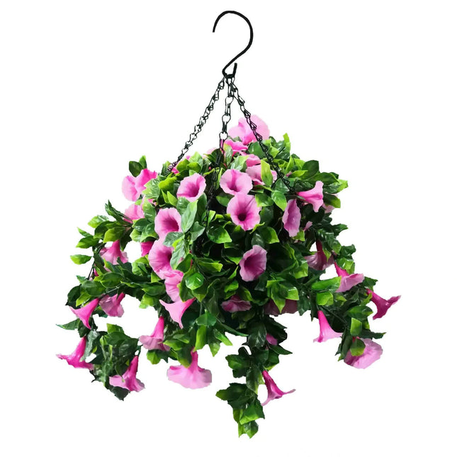 Artificial Petunia Hanging Basket UV Resistant 28cm - Petal & Stem