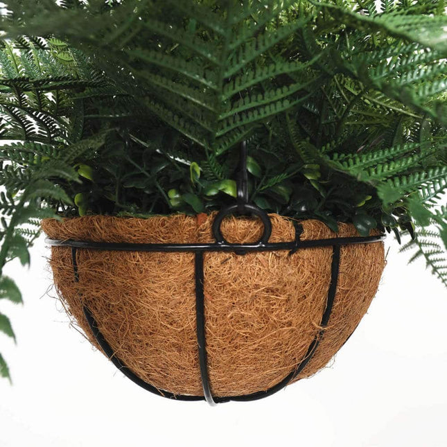 Artificial Potted Fern Hanging Basket (Fresh Green) UV Resistant 55cm - Petal & Stem